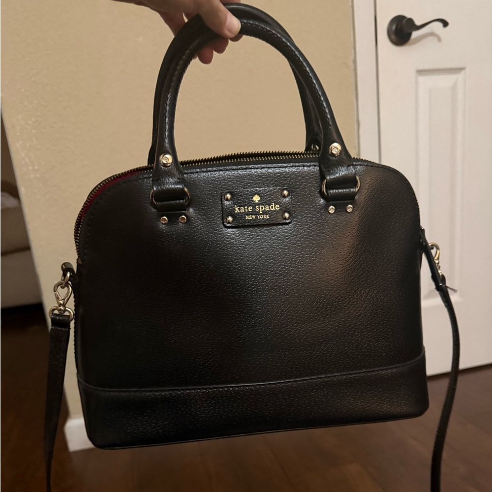 Kate Spade Black Satchel with pink interior accents